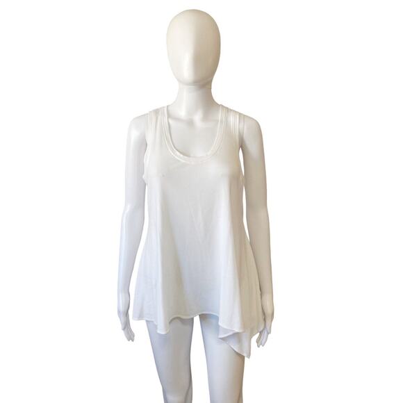 Theory Women’s Drapey Scoop Neck Ribbed Tank Top White Size Large Asymmetrical - Picture 1 of 7